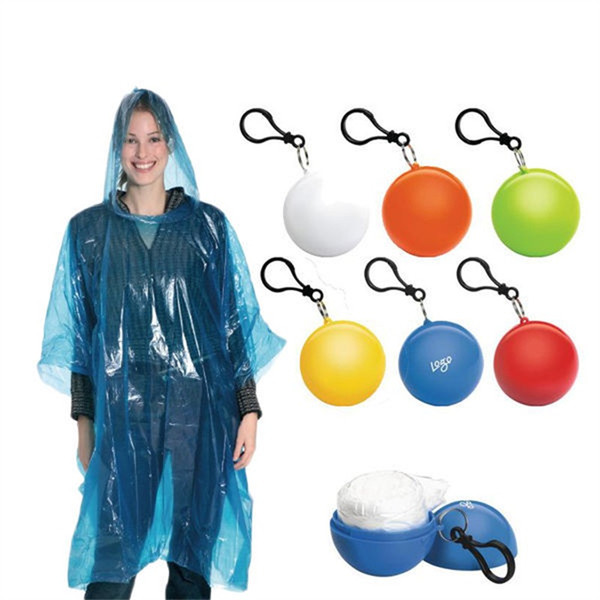 Spherical rainwear Plastic Ball Key Chain Disposable Portable Raincoats Rain Covers Travel Rain Coat 90*120cm C2484