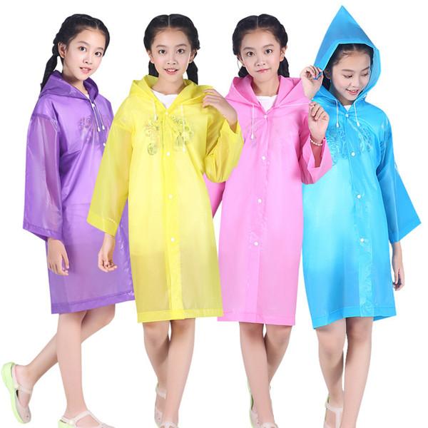 EVA Transparent Fashion Frosted Child Raincoat Girl And Boy Rainwear Outdoor Hiking Travel Rain Gear Coat For Children