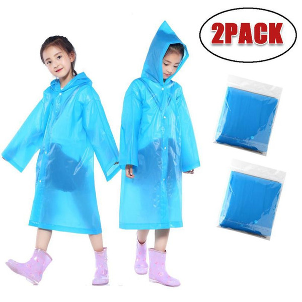 2PCS Waterproof Kids Portable Reusable Raincoats for Children 6-12 Years Old Rain Ponchos Coat Rainwear Rainsuit Student Poncho