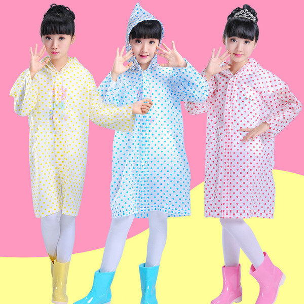 Transparent Dots Poncho Kids Rain Coat Waterproof Student Rainsuit Children Raincoat Single Person Rainwear Rain Gear