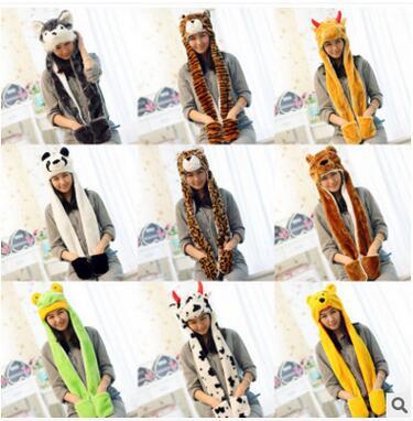 Newest Cartoon Hat Scarves Gloves Multifunction Keep Warm Supplies for Kids and Adult Cute Animal Scarf Cap Hot Sale