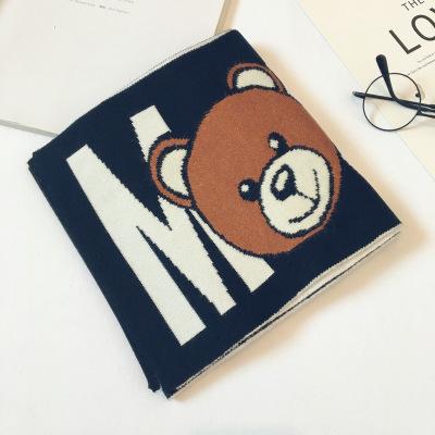 Boys and Girls Luxury Scarf Children Designer Cartoon and Letter Print Scarf Kids Warm Keeping Scarfs Little Bear Print 2020 New