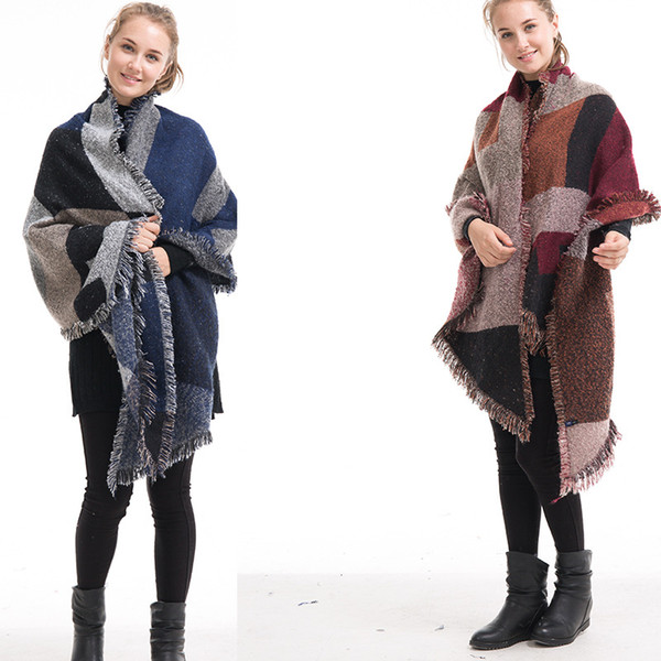 imitation cashmere Scarf Winter Plaid Women Poncho Female Warm Scarves & Shawls Ladies Plaid Scarf 200*70CM LJJK1844