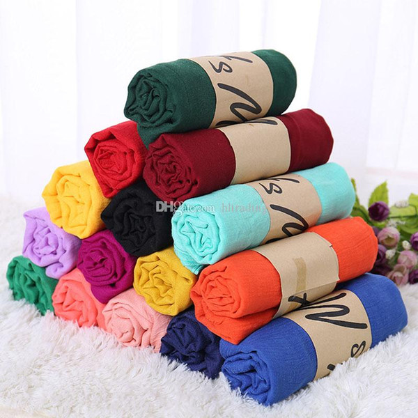 19 colors Scarves Solid Cotton linen scarf Fashion Sunscreen Shawl Soft Wrap Long HeadScarf Beach Scarf 180*90cm C4547