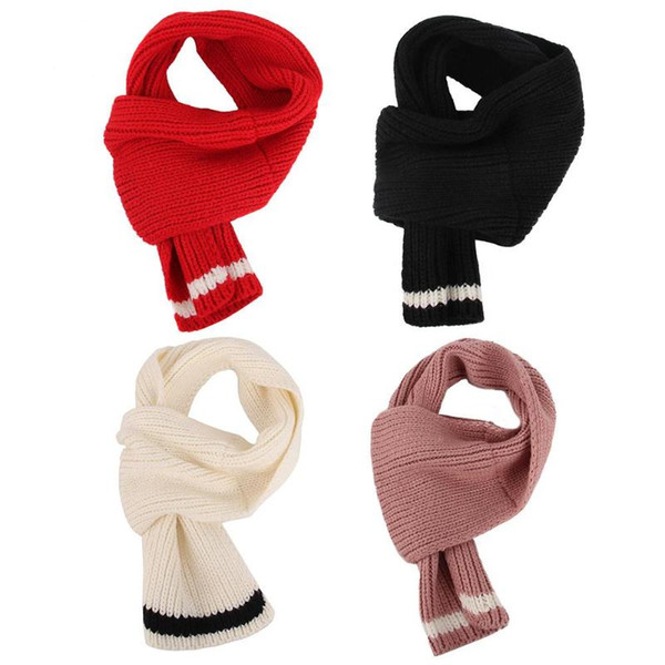 Children Cute Boys Girls Winter Warm Scarves Kids Stripe Print Knitted Scarf Shawl Casual Decoration Accessories Gift