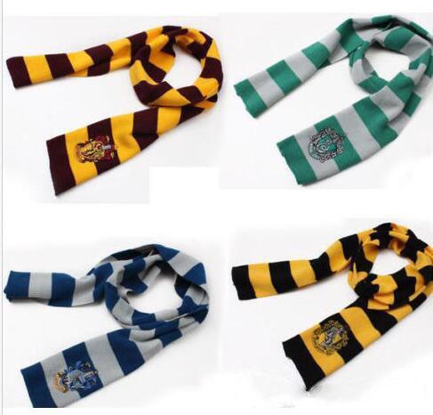 New Fashion 4 Colors College Scarf Harry Potter Gryffindor Series Scarf With Badge Cosplay Knit Scarves Halloween Costumes Children