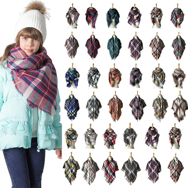 Kids Lattice Scarf Children Plaid Blanket Scarf Tartan Muffler Fashion Baby Boys Girls Winter Wraps 100*100cm