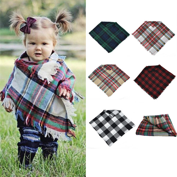 Best Deal Baby Girls Winter Plaid cloak Kids lattice shawl scarf poncho cashmere Cloaks Outwear Children Coats Jackets Clothing 5 colors