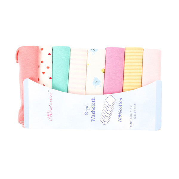 8 Pieces/Set Newborn Cotton Washcloth Wipe Cloth Baby Bathing Towel Baby Boys Girls Feeding Towel Girls Printing Cotton Tower