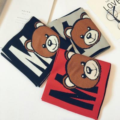 Boys and Girls Luxury Scarf Children Designer Cartoon and Letter Print Scarf Kids Warm Keeping Scarfs Little Bear Print 2020 New Fashion