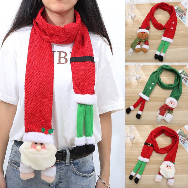 Kids Santa Christmas Scarf Snowman Moose Red Green Warm Scarf Boy Girl Cartoon Muffle Xmas Girls Neckerchief