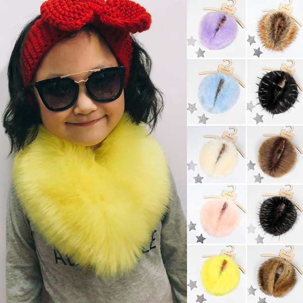 Winter Children Girls Raccoon Faux Fur Cape Coat Scarf Winter Warm Collar Accessories Shawl Faux Fur Christmas Gift 6Q2304