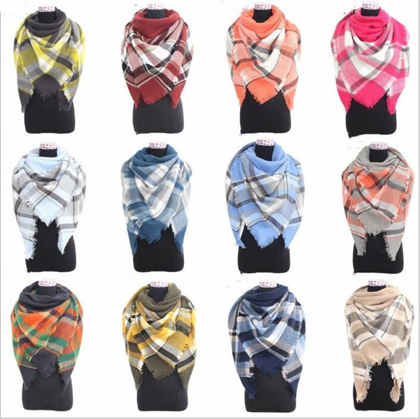 Plaid Scarf Scarves Check Pashmina Grid Striped Shawl Tartan Tassel Cozy Fashion Wraps Oversized Cashmere Lattice Neckchief Blankets B2974