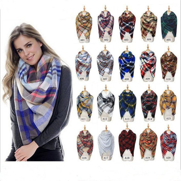 Fashion Cashmere Scarf Women Plaid Blanket Check Pashmina Tartan Tassel Stripe Neckchief Winter Lattice Shawl Wrap