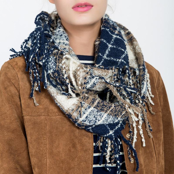 Girl Plaid Scarf Women Dotted Line Grid Scarves Tassel Check Scarves Classic Tartan Wraps Shawl Warm Winter Blanket GGA2552