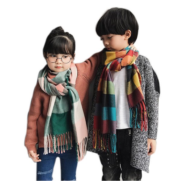 2019 Plaid Scarf Children Winter Shawls warm foulard for child Cashmere Neck Wraps Unisex Retro Lattice echarpe Kids Scarves bufanda