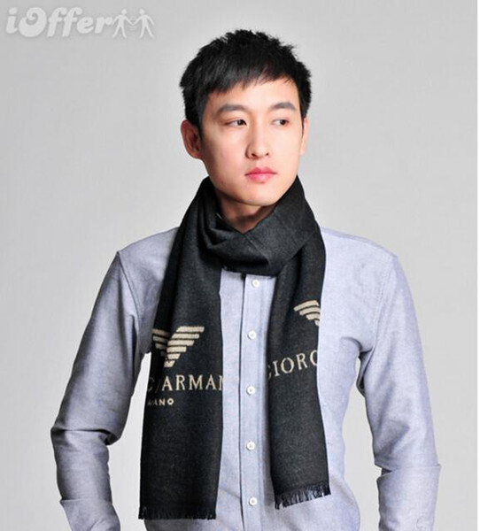 New Mens Pairs Scarf 100% Brand Two Side Black Red Wool Scarf Fashion Brand Women Popular Designer Winter Warm Flower Scarves Pashmina