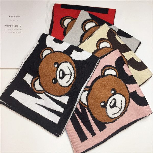 Winter New Kids Scarves Warm Woolen Letter Baby Boy Girl Scarf Cartoon Bear shawl Children Neck Ring Outdoor Wraps Christmas Gifts Pashmina