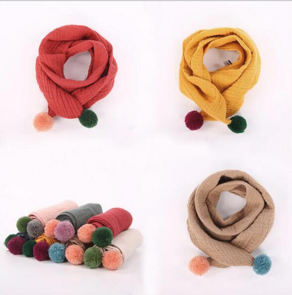 7 colors New style hot selling winter soft cotton scarf all-match baby warm solid color boy and girl baby cotton Knitting wool ball scarves