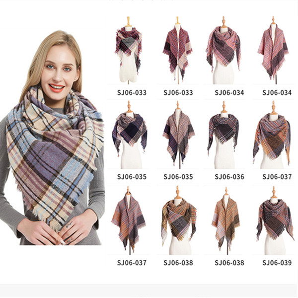 Winter Scarf Women Plaid Scarf Designer Triangle Cashmere Shawls Women's Blanket Scarves LE367