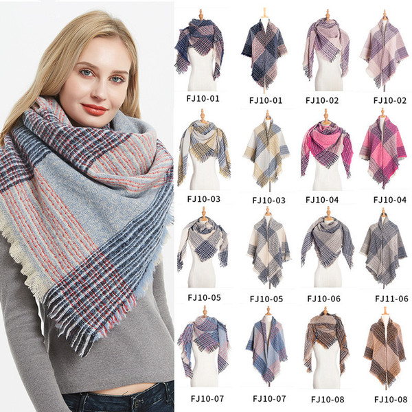 Plaid scarf winter women cashmere shawl poncho triangle scarfs brand ladies scarves womens shaws tartan Scarves LE364-1