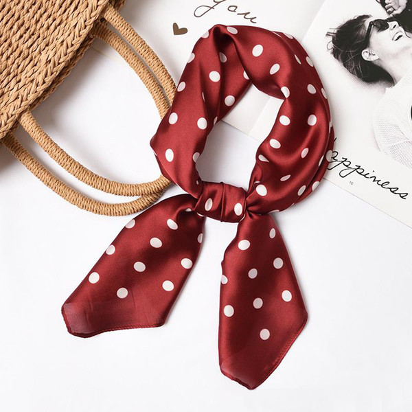 70x70cm Square Silk Feel Satin Scarf Elegant Women Head Skinny Retro Hair Tie Band Small Fashion Square Kerchief Neck Scarf