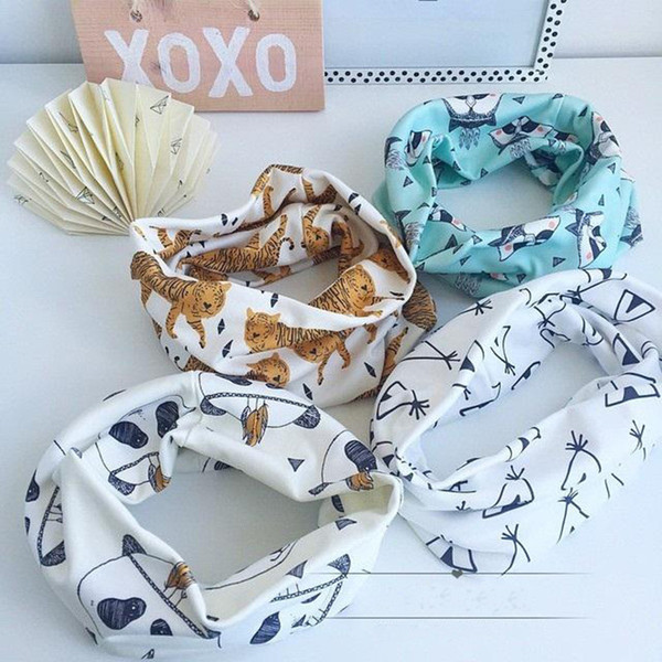 Fashion Baby Children Scarf Winter Boys Girls O Ring Neckerchief Panda Raccoons Geometric Muffler Scarves For Kids Clothing Accessories