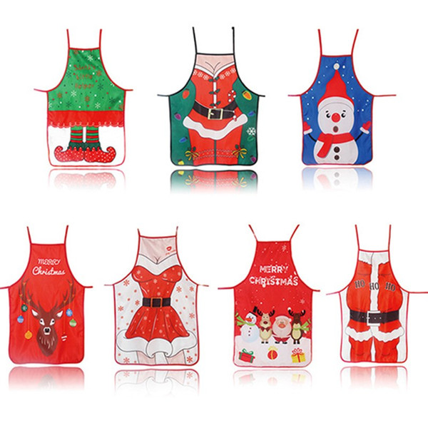 DHL Christmas Apron Cotton Linen Pinafore Xmas Decor Pendant Adult Bibs 50*70cm Home Kitchen Cooking Accessories