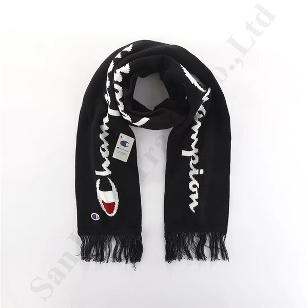 Unisex Design Scarf Champion Big Logo Print Tassel Scarfs Trendy Women Men Shawls neckerchief Winter Outdoor Warm Wraps Long Scarves C120603