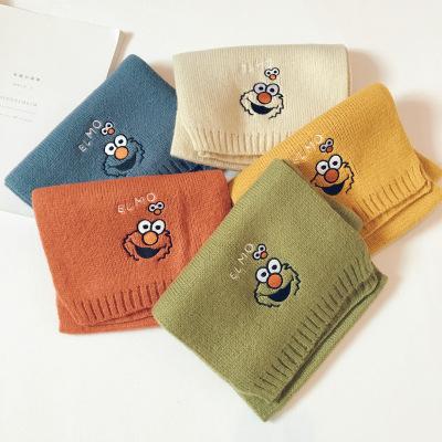 Children Designer Embroidered Cartoon Scarf Kids Cute Thermal Scarf Boys and Girls Solid Color Scarfs 2020 New Fashion Trend Wholesale