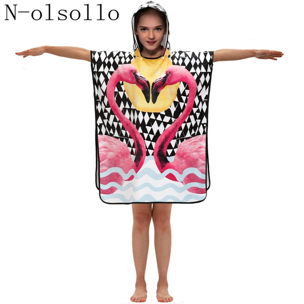 N-olsollo 2019 Summer Children Bathrobe 3D Cartoon Animals Beach Towels Fit Girls Boys Adults