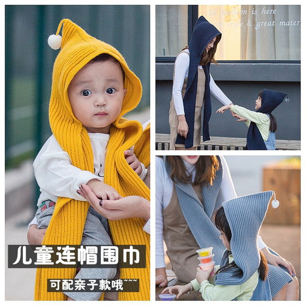 Christmas Gifts!8Colors Korean Fashion Kids Mummy knite Scarf Pashmina Plain Changed Warm Scarves Hats Children Winter Warm Scarf Caps S3