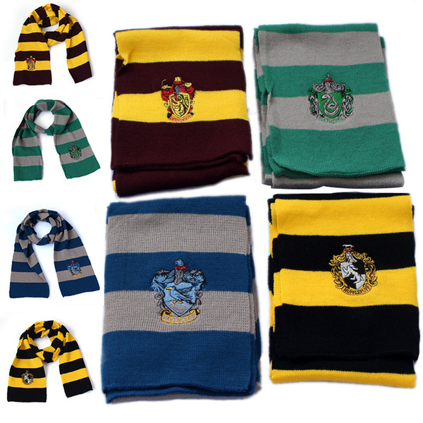 4 Colors Harry Potter Scarf Gryffindor Slytherin Hufflepuff Ravenclaw College Scarves Carnaval Cosplay Costumes For Boys Girls Halloween Gif