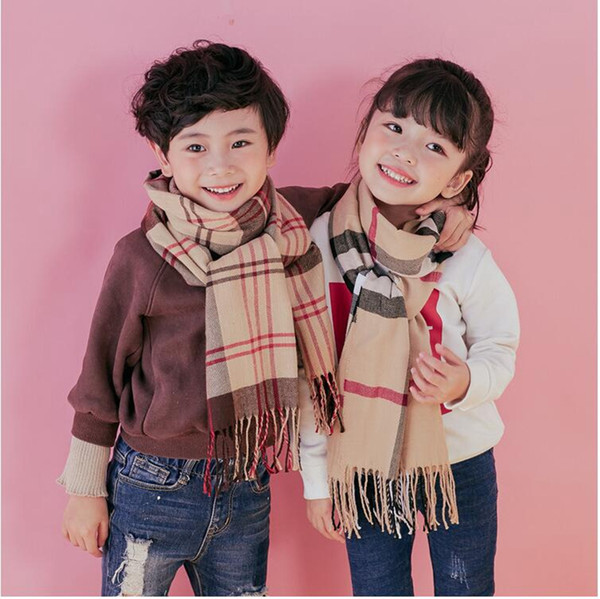 Children Plaid Scarf Tartan Tassel Scarf Kids Scarves Imitation Cashmere Boys Girls Autumn Winter Warm Neckerchief Pashmina LM25