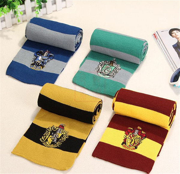 Harry Potter Scarf Gryffindor School Unisex Striped Scarfs Gryffindor Scarves Harry Potter Hufflepuff Cosplay Scarfs 4 colors