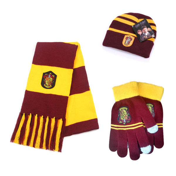 3 pcs / set Harry Potter Scarf Scarves Hat Touch Gloves Gryffindor/Slytherin/Hufflepuff/Ravenclaw Scarves Hat Touch Gloves Harry's Scarf