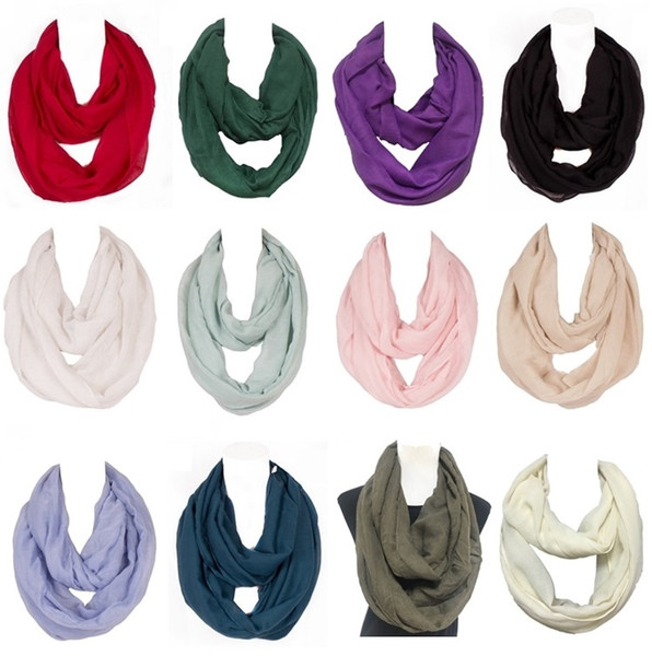 16 colors New Fashion Women Infinity Scarf Design With Solid Voile Polyester Winter Warm Lady Ring Loop Scarf C0177