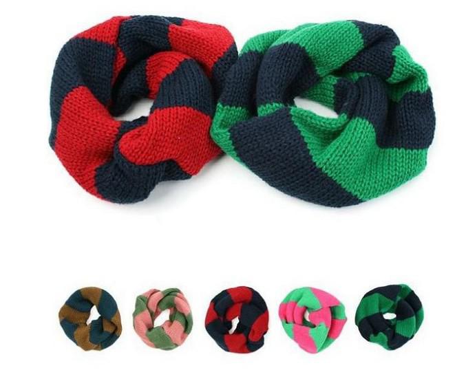 Fashion Baby Scarf Winter Warm Scarves Boy Girl Knitted Stripe Ring Scarves children's outdoor collar Wraps 4colors Christmas Accessories