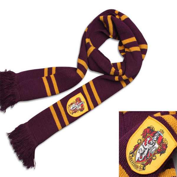 Harry Potter Scarves Slytherin Gryffindor Ravenclaw Hufflepuff Knitted Scarf with Tassels Winter Thicken Wool Warm Cosplay Scarves 4 Colors