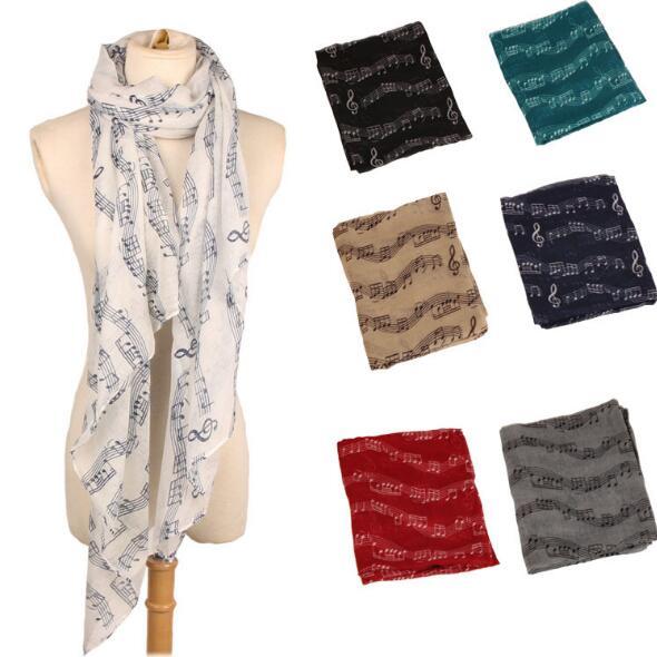 180*90cm Lady Musical Note Neck Soft Scarf Shawl Muffler Sunscreen Musical Note Printed Scarves Fashion Accessories 8 Colors B11