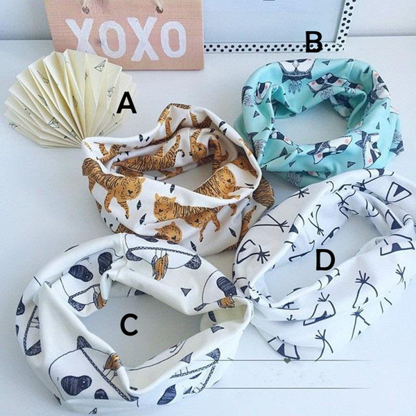 4 Design Children tiger Raccoons panda animal Ring scarf new boy girl fashion Geometric pattern Pure cotton scarf B001