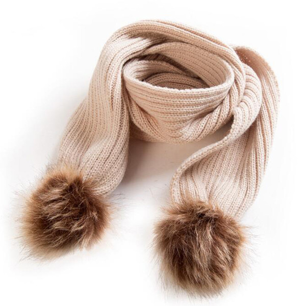 DARCHROW Winter Baby Warm Scarf Lovely Fur Pompom Knitted Crochet Scarf Children Kids Boys Girls Rings Warm Scarves