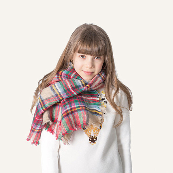 New Kids Plaid Scarves Baby Striped Tassels Scarf Kids Tartan Scarf Wraps Autumn Winter Baby Scarf Shawl Fashion Warm Neckerchief