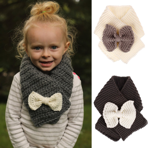 Winter Baby Girl Knit Bow Scarves Kids Girl Princess Knitted Ring Girl Warm 2019 Children Scarf kids accessories