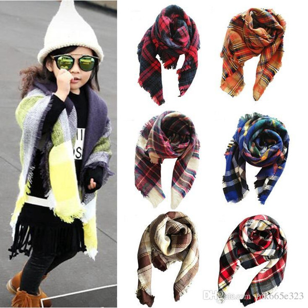 Kids Plaid Scarves Baby Striped Tassels Scarf Kids Tartan Scarf Wraps Autumn Winter Baby Scarf Shawl Fashion Warm Neckerchief 16 styles