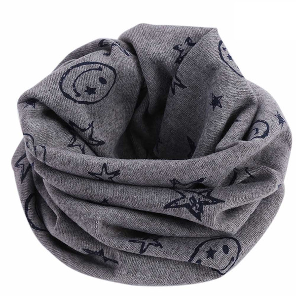 Warm Cotton Scarf Scarf Shawl Winter Ring Neckerchief Cartoon Smiley Face Star Pattern For Men Women