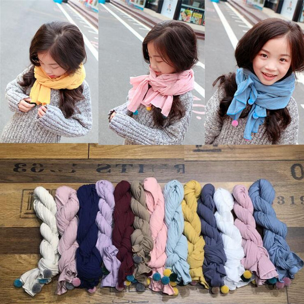 Baby Scarf Wrap Children Ruffle Scarves Kids Fluffy Balls Neckerchief Kid Winter Warm Scarf Beach Head Scarf Pashmina Accessories Hot H775