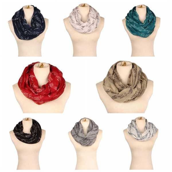 180*90cm Lady Musical Note Neck Soft Scarf Shawl Muffler Sunscreen Musical Note Printed Ring Fashion Accessories B11