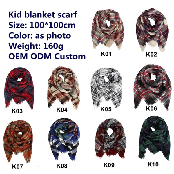 New Kids Plaid Scarf Baby Tartan Scarf Wraps Autumn Winter Baby Scarf Shawl Kids Plaid blanket Fashion Warm Neckerchief 10style 915