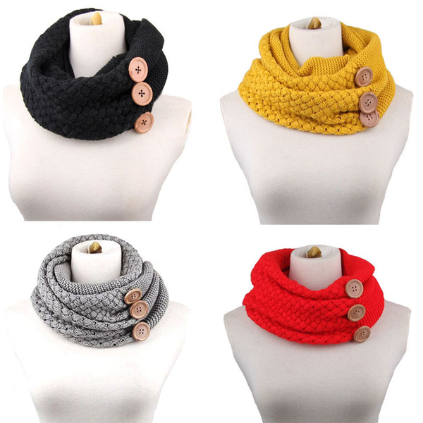 Women big children neckerchief knitted button scarf winter warm Ring scarf fashion wrap 30*60cm C3158